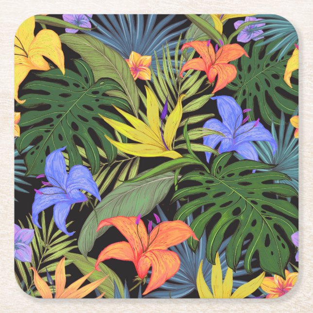Tropical Hawaii Aloha Blume Graphic Rechteckiger Pappuntersetzer (Vorderseite)