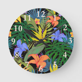 Tropical Hawaii Aloha Blume Graphic Runde Wanduhr