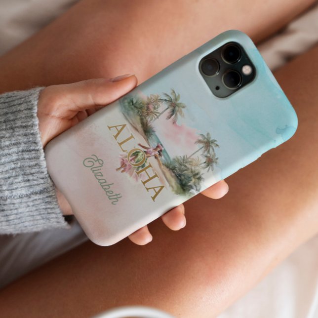 Tropical Hawaii Aloha Hula Girl Custom iPhone Case 14 Pro Max Hülle (Customizable Aloha phone case)