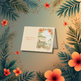 Tropical Hawaii Hochzeit in Urlaubsort Gästekarte Dankeskarte