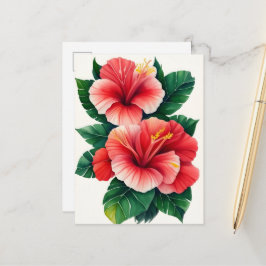 Tropical Hawaii Light Red Hibiskus Postkarte