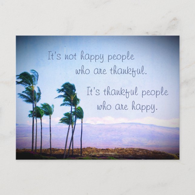 Tropical Hawaii Palmen Bäume Dankbare Leute zitier Postkarte (Vorderseite)
