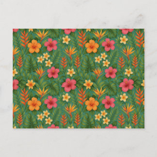 Tropical/Hawaii patterned floral Postkarte