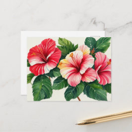 Tropical Hawaii Red Hibiskus Postkarte