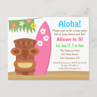Tropical Hawaii Tiki Luau Beach Geburtstagsparty Einladung