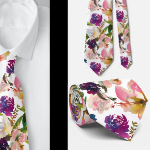 Tropical Hawaii Unicorn Rose Floral Neck Tie Krawatte