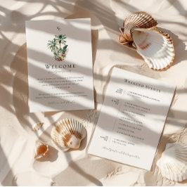 Tropical Hawaii Wedding Welcome Itinerary Card Menükarte