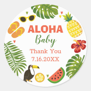 Tropical Hawaiian Aloha Baby Dusche Runder Aufkleber