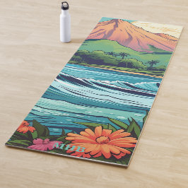 Tropical Hawaiian Beach and Mountain Yoga Mat Yogamatte