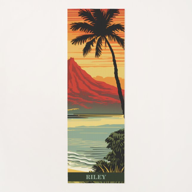 Tropical Hawaiian Beach und Palm Tree Yoga Mat Yogamatte (Vorderseite)