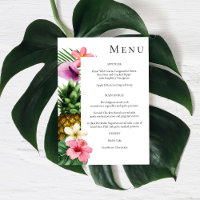 Tropical Hawaiian Floral Menu - weiß