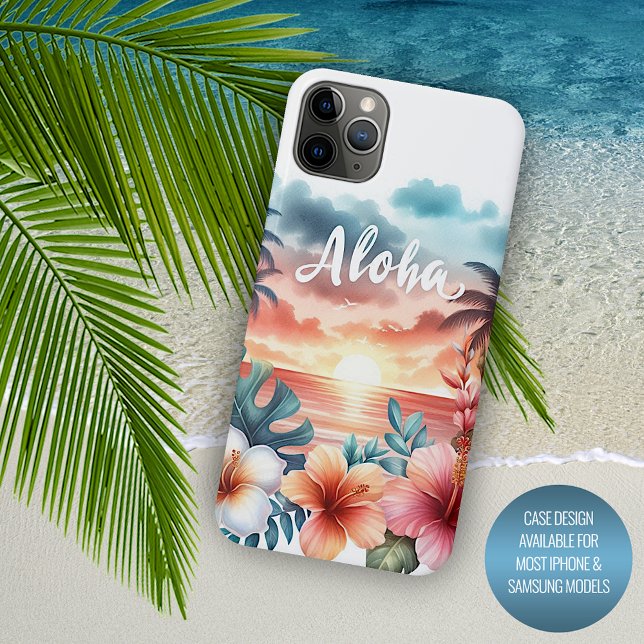 Tropical Hawaiian Floral Sunset Beach Szene Case-Mate iPhone Hülle (Von Creator hochgeladen)