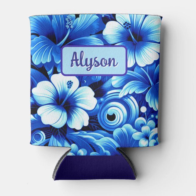 Tropical Hawaiian Flowers Hibiscus Personalized Dosenkühler (Vorderseite)