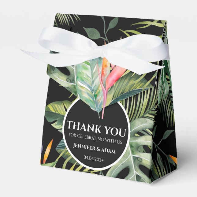 Tropical Hawaiian Heliconia Hochzeit Vielen Dank f Geschenkschachtel (Vorderseite)