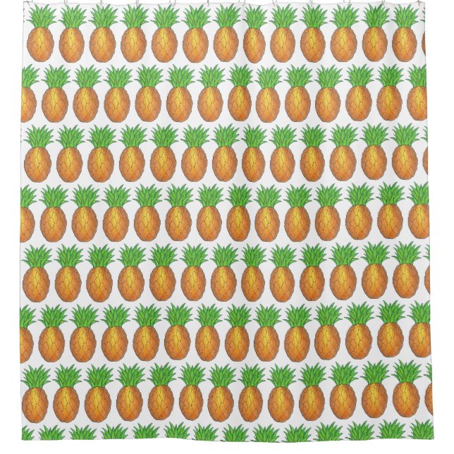 Tropical Hawaiian Island Ananas Beach Print Duschvorhang (Vorderseite)