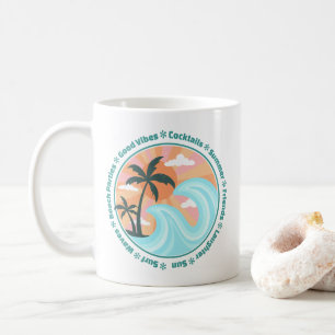 Tropical Hawaiian Island Palm Trees Good Vibes Kaffeetasse