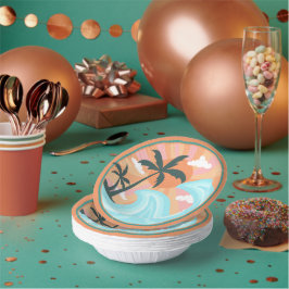 Tropical Hawaiian Island Palm Trees Good Vibes Pappteller