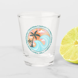 Tropical Hawaiian Island Palm Trees Good Vibes Schnapsglas