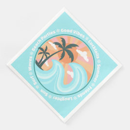 Tropical Hawaiian Island Palm Trees Good Vibes Serviette