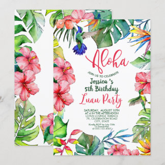 Tropical Hawaiian Luau Floral Birthday Einladung