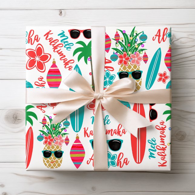 Tropical Hawaiian Mele Kalikimaka Weihnachten Geschenkpapier (Von Creator hochgeladen)