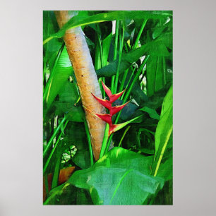 Tropical Heliconia - Spaziergang im Garten Poster