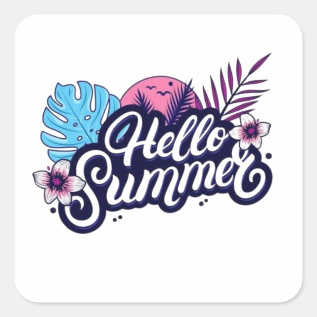 Tropical Hello Summer Sticker (Vorderseite)