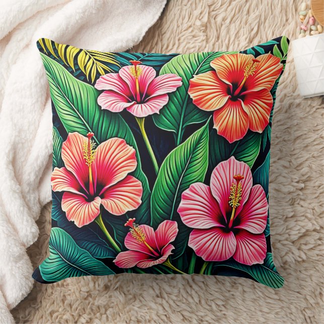 Tropical Hibiscus Bloom Artistry Kissen (Decke)