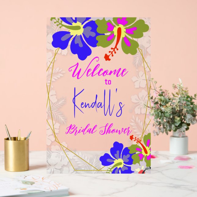 Tropical Hibiscus Bridal Shower Welcome Acrylschild (Hochzeit)