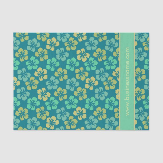 Tropical Hibiscus Flower Pattern Custom Text Seidenpapier (Vorderseite)