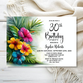 Tropical Hibiscus Flowers 30th Birthday Party Einladung