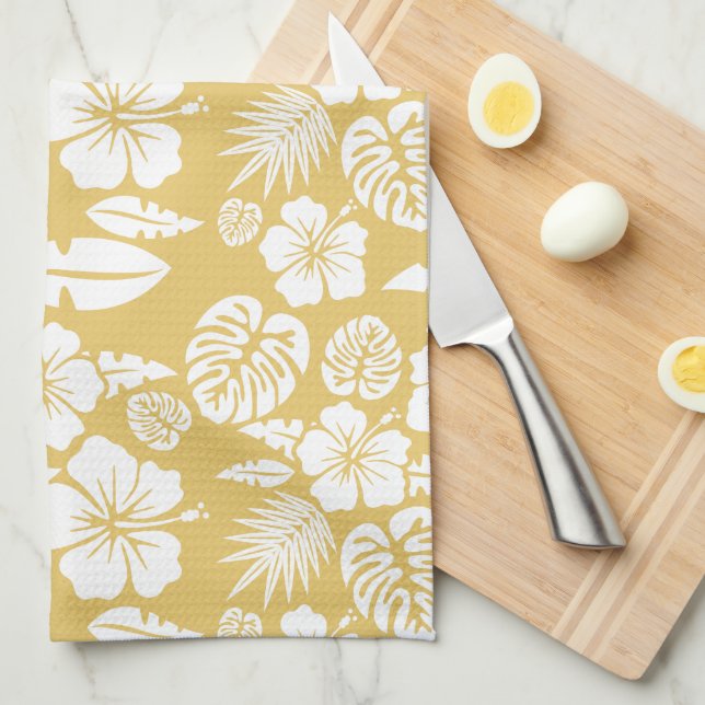 Tropical Hibiscus Motif serviette de cuisine (Quart Plié)