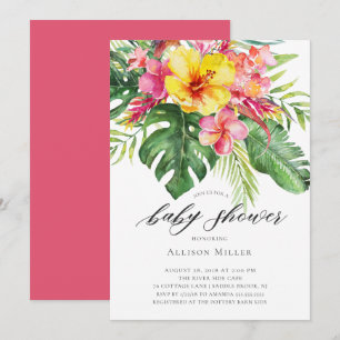 Tropical Hibiskus Baby Dusche Einladung