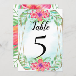 Tropical Hibiskus Beach Wedding Tischnummer