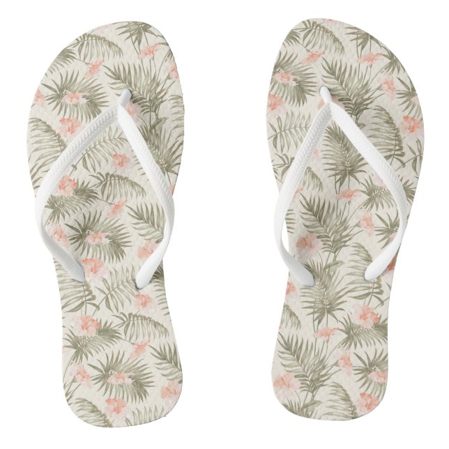 Tropical Hisbiscus Palm Tree Muster Flip Flops (Fußbett)