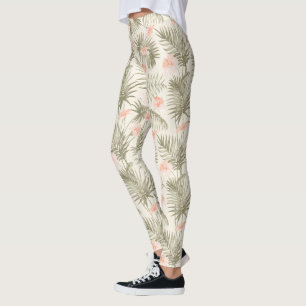 Tropical Hisbiscus Palm Tree Muster Leggings
