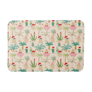 Tropical Holiday Vibes Christmas Pattern Badematte