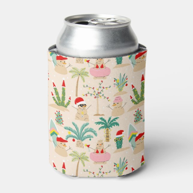 Tropical Holiday Vibes Christmas Pattern Dosenkühler (Kanne Vorderseite)