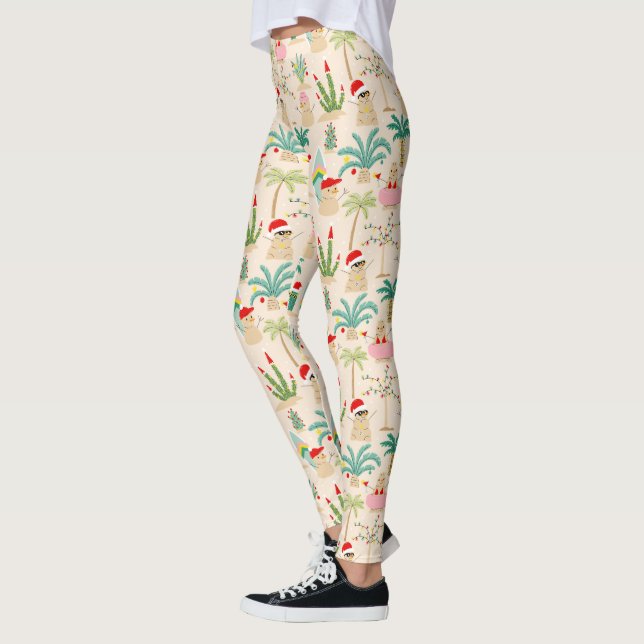 Tropical Holiday Vibes Christmas Pattern Leggings (Links)