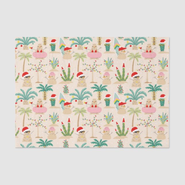 Tropical Holiday Vibes Christmas Pattern Seidenpapier (Vorderseite)