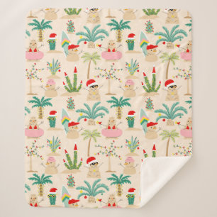 Tropical Holiday Vibes Christmas Pattern Sherpadecke