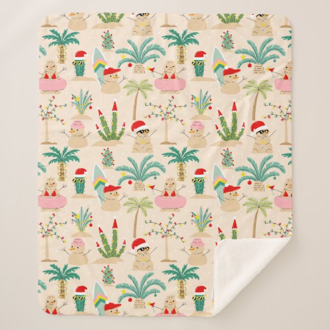 Tropical Holiday Vibes Christmas Pattern Sherpadecke (Vorderseite)