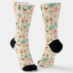Tropical Holiday Vibes Christmas Pattern Socken