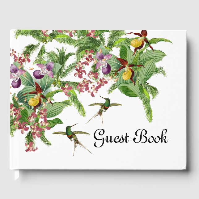 Tropical Hummingbird Bird Orchid Blume Gästebuch (Vorderseite)