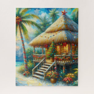 Tropical Hut Weihnachts Palm Tree Beach Lights
