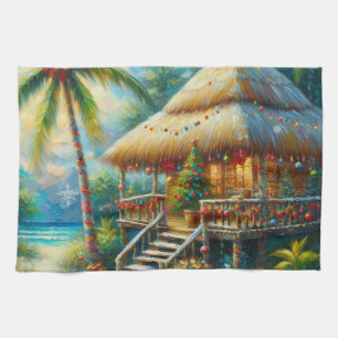 Tropical Hut Weihnachts Palm Tree Beach Lights Geschirrtuch