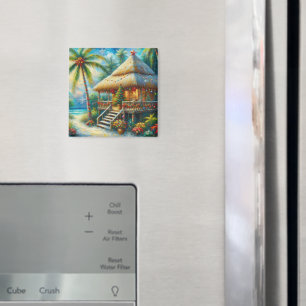Tropical Hut Weihnachts Palm Tree Beach Lights Magnet