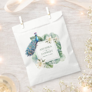 Tropical Indian Peacock Floral Wedding Geschenktütchen
