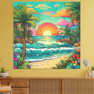 Tropical Ink Dusk Leinwanddruck