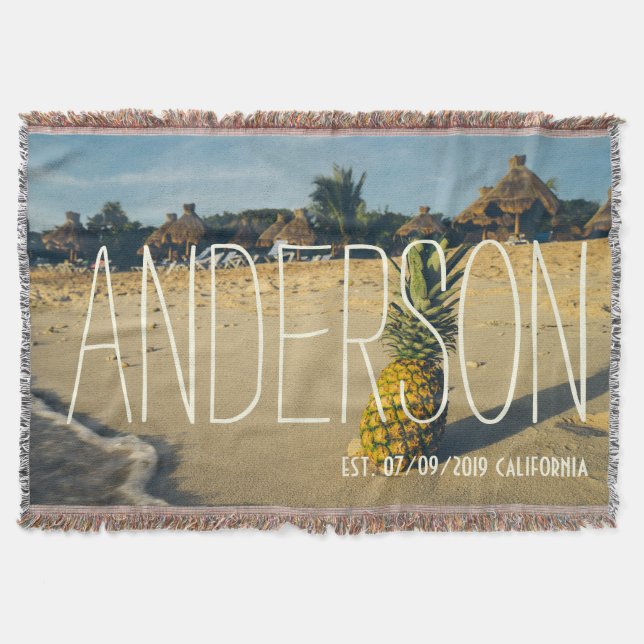 Tropical Island Beach Ananas Personalisiert Decke (Vorderseite)